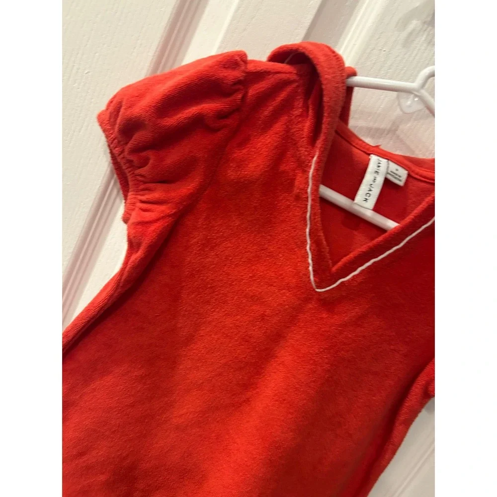Janie and Jack Girls Red Terry Cloth Hooded‎ Swim Cover Up Dress Size 5 k7008